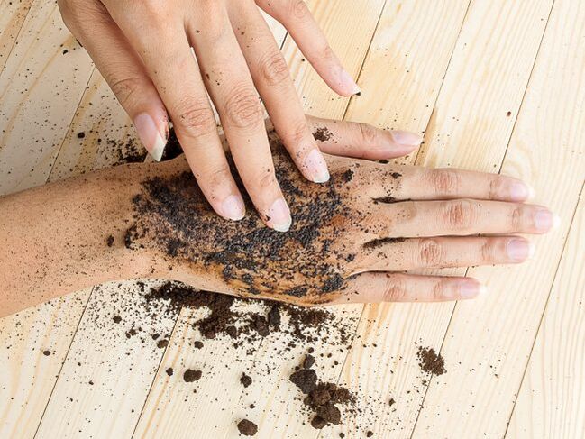 Salt and coffee hand scrub